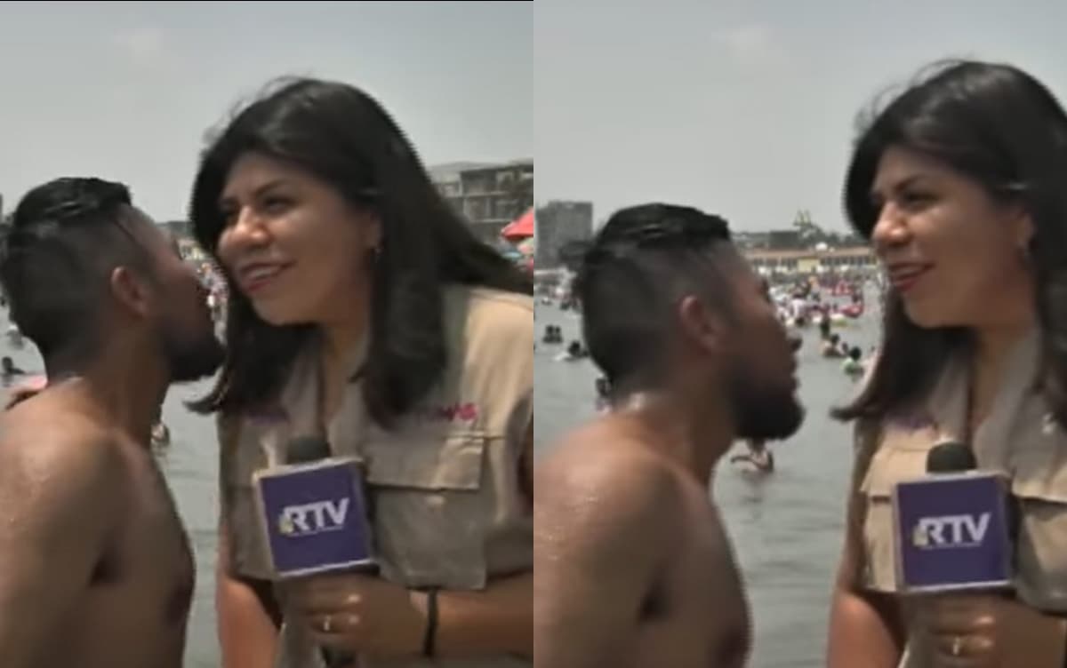 Vacacionista de playa interrumpe a reportera para pedirle su Instagram