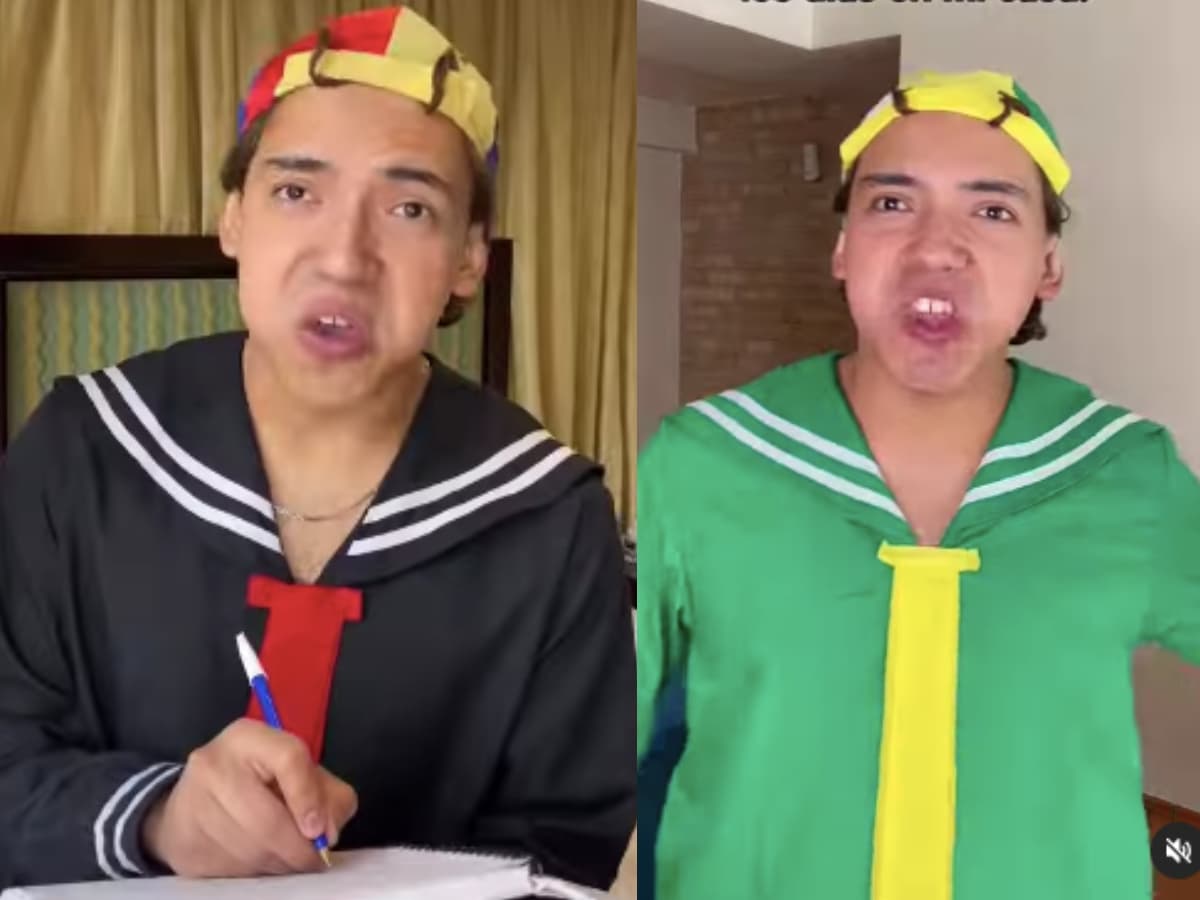 Rubén Tuesta con traje de Quico.