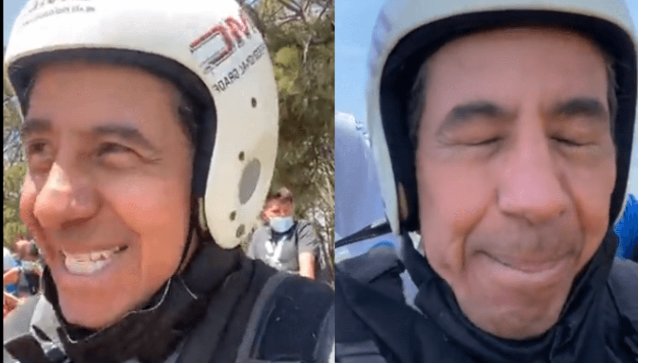 Yordi Rosado se avienta del parapente.