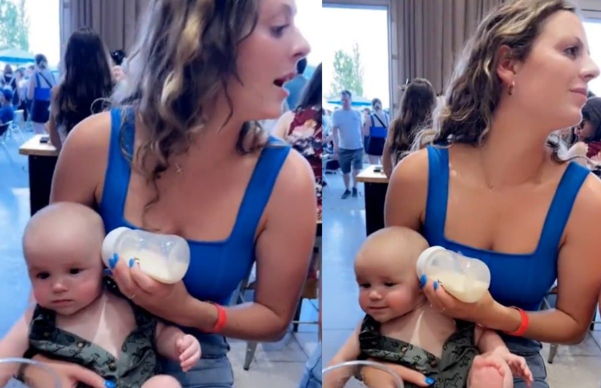 Viral: Despistada mamá es captada dándole biberón a su bebé en la oreja