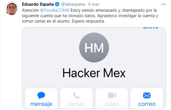 Lalo españa denuncia hacker