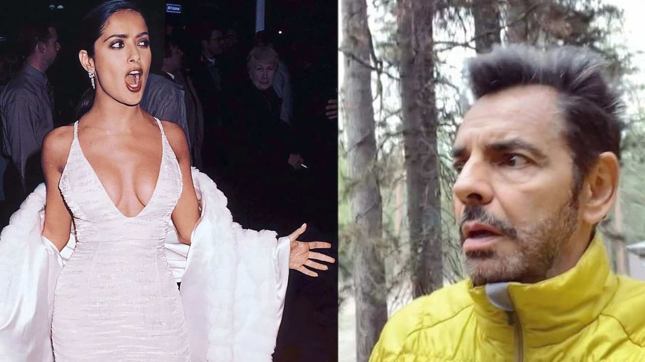 Salma Hayek agarra a tortillazos a Eugenio Derbez por hacerle broma