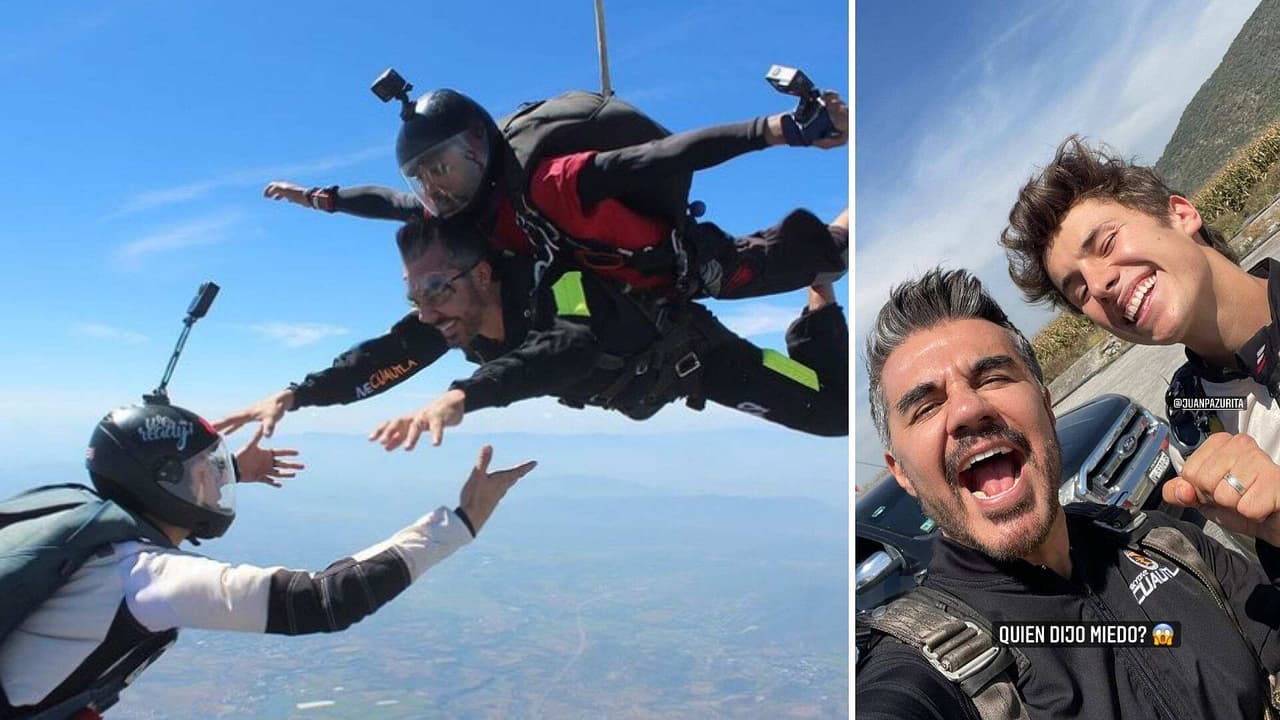 Adrián Uribe cumple apuesta y se lanza del paracaídas junto a Juanpa Zurita