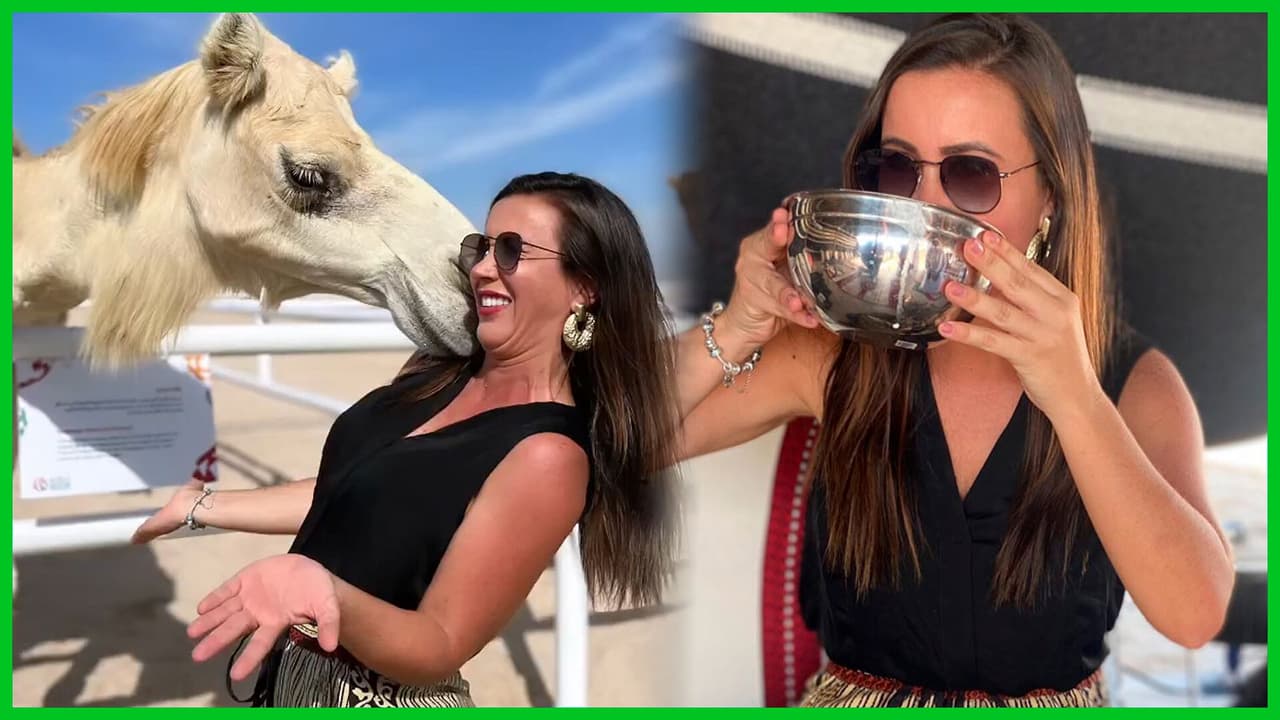 Mariazel probó por primera vez la leche de camello en Qatar