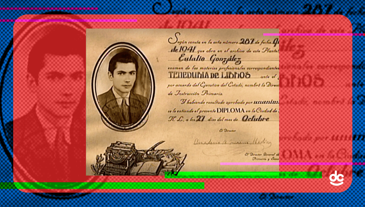 Lalo nació en Los Herreras, Nuevo León, y estudio contaduría (teneduría de libros)