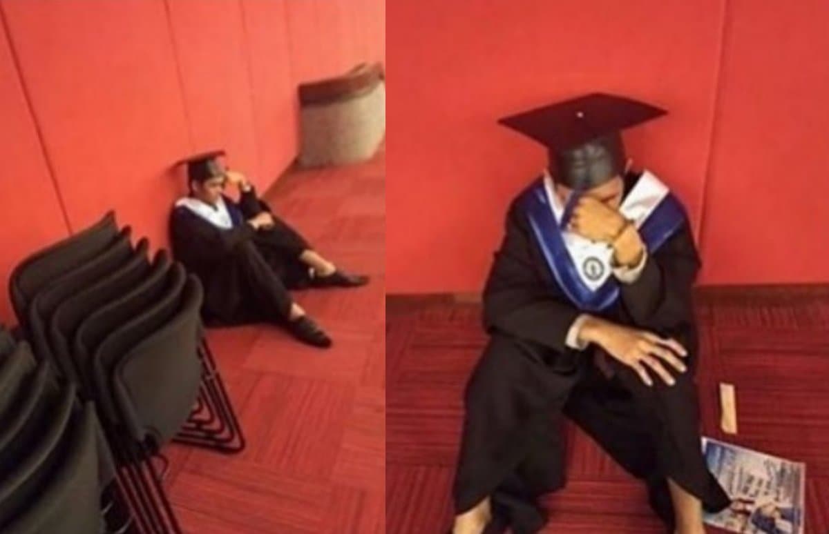 Joven llora en graduación porque sus padres no fueron y se hace viral