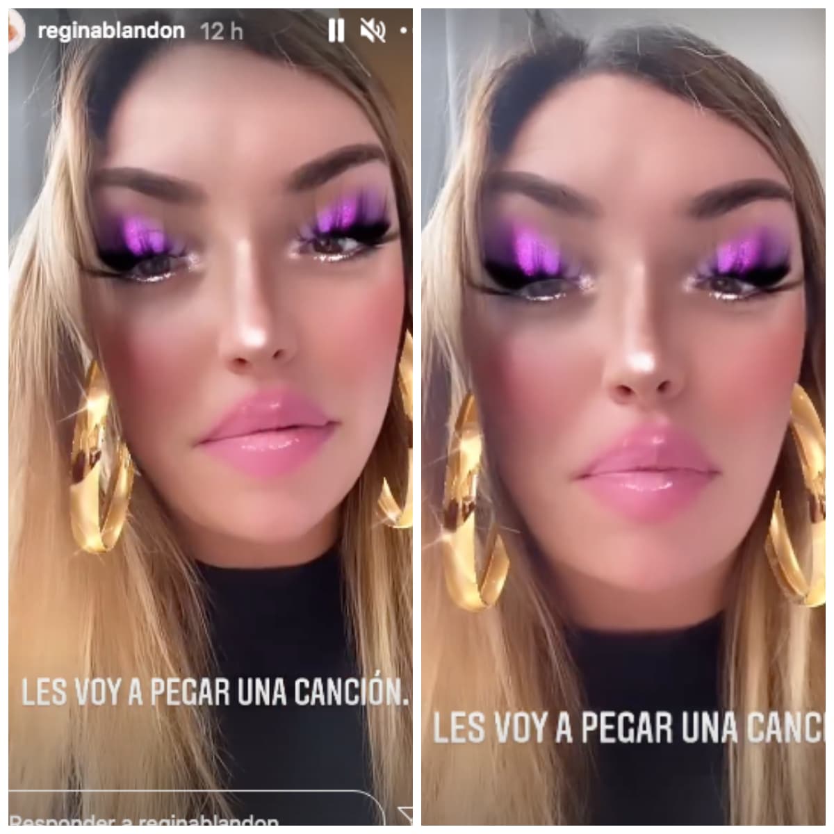 Regina Blandón usando peculiar filtro en Instagram