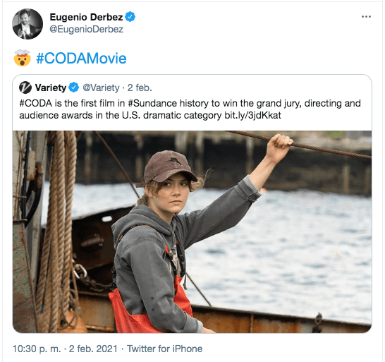Tweet de Derbez sobre Coda