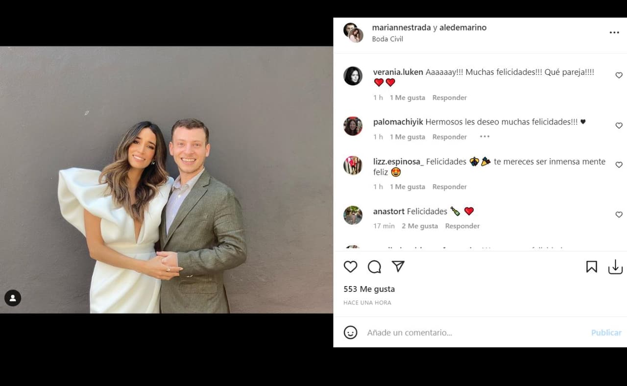 Alejandro de Marino y Mariana Estrada se casaron.