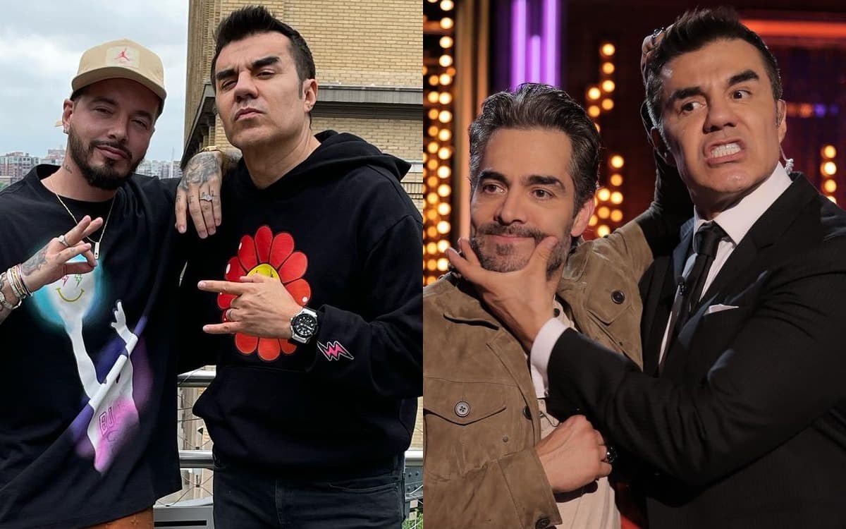 El comediante y conductor y sus primeros invitados de su nuevo programa.