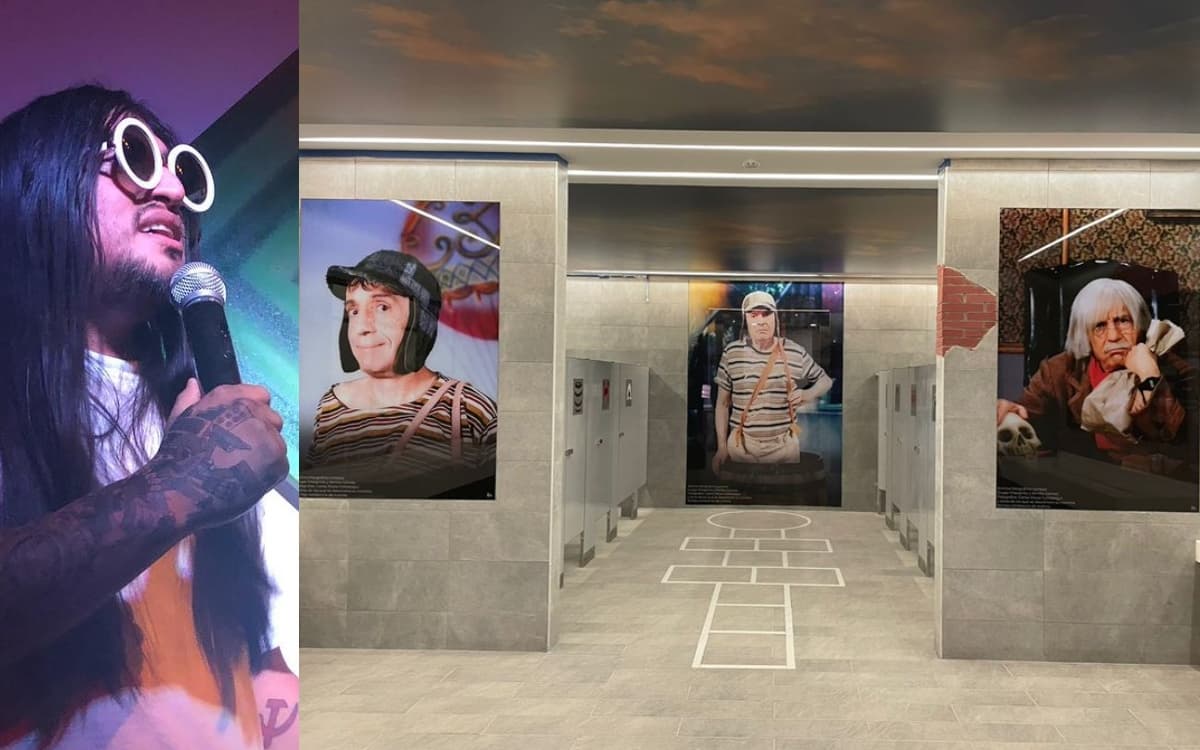 El Chavo del 8 y otros personajes como luchadores son parte de la decoración del aeripuerto de Santa Lucía.