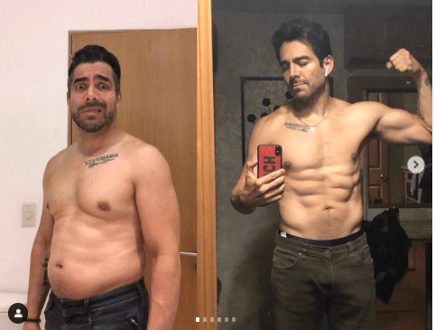 Omar Chaparro antes y después del ejercicio