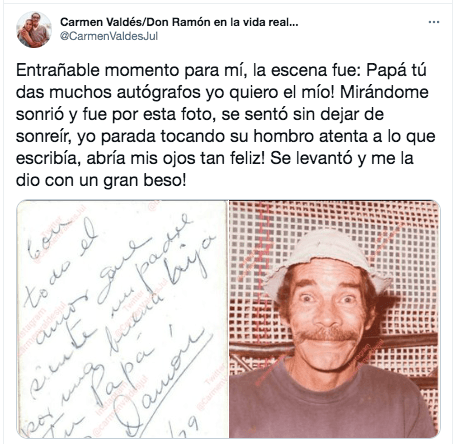 autógrafo de Ramón Valdés para su hija